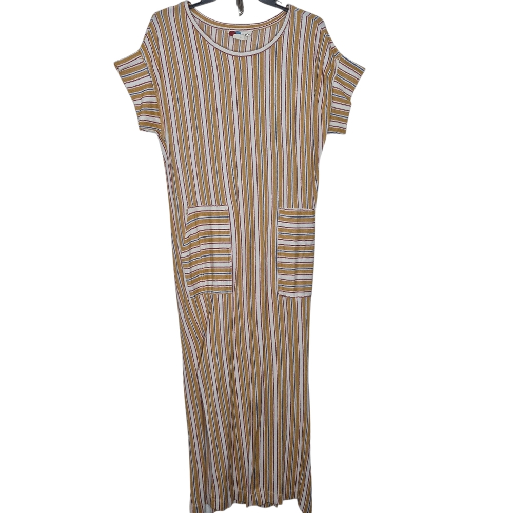 Free People FP Beach Marguerite Striped Tee Terrycloth Maxi Dress Size Large‎